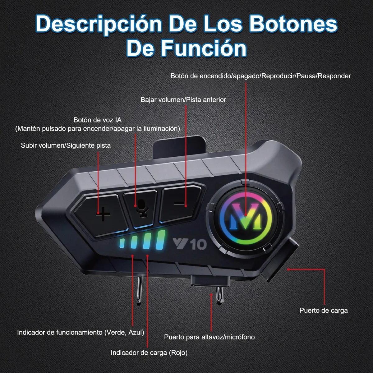 Intercomunicador para cascos Y10 Combo