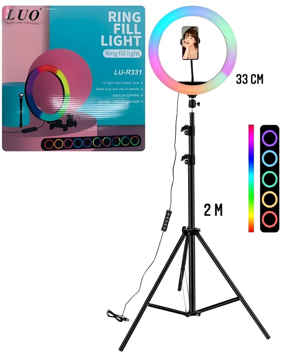Aro de Luz Colorido con tr&iacute;pode 2 metros Luo LU-R331