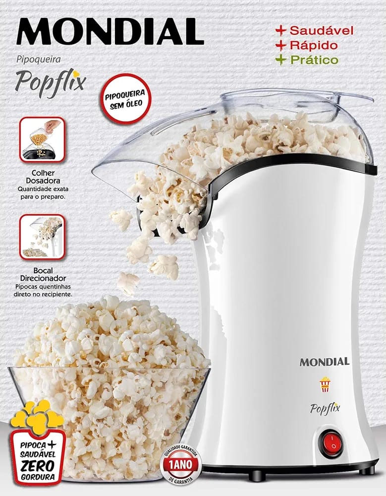 M&aacute;quina de hacer pororo sin aceite Mondial Pop Flix PP-04 220v - Blanco